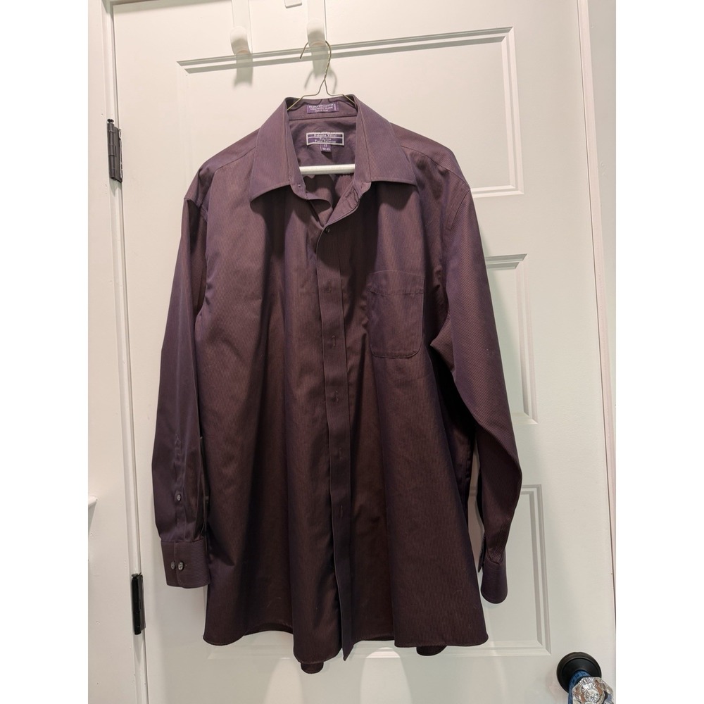 Roberto Vilini Dress Shirt XL 17 32/33 Purple Pinstripe No Iron